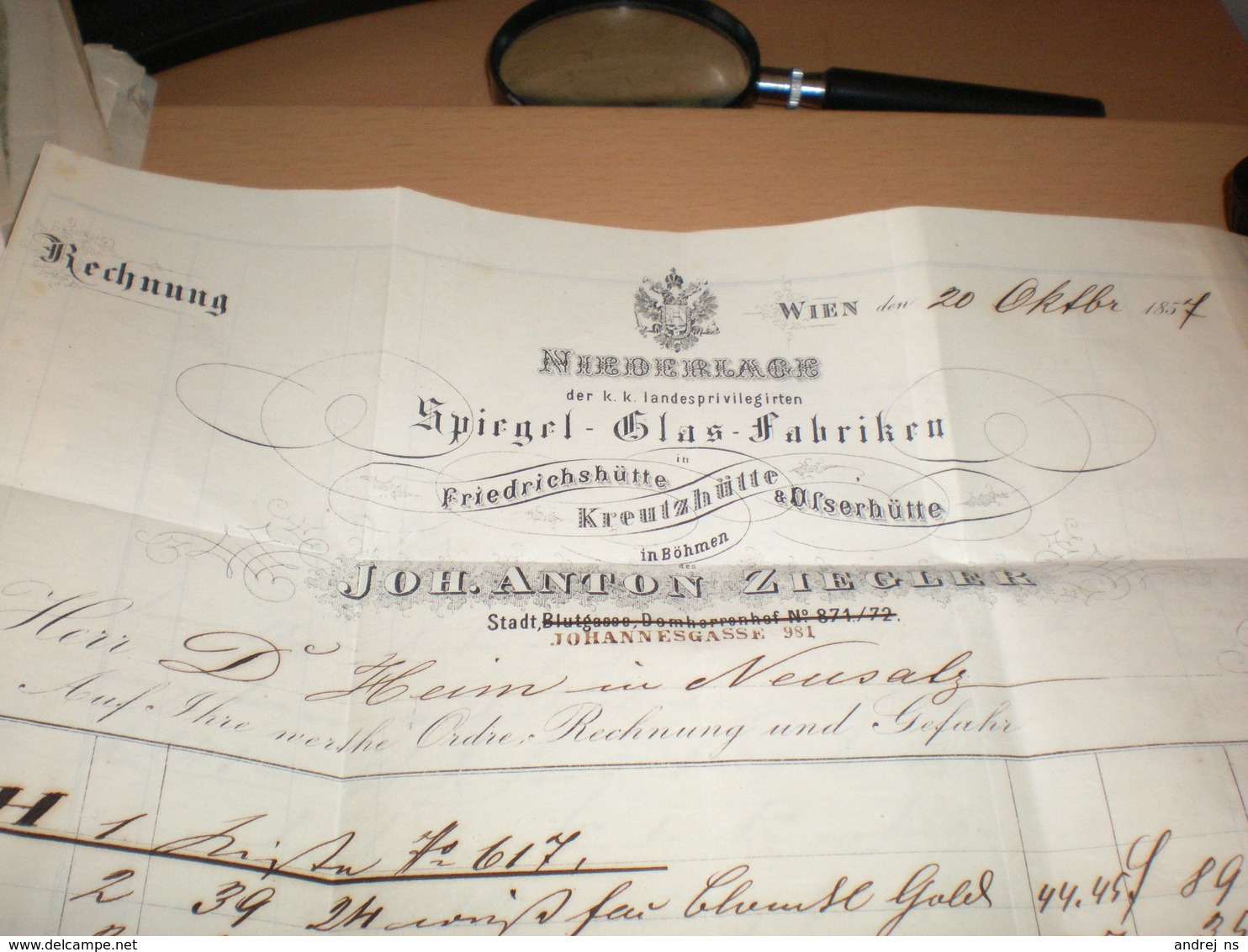 K K Post Stempel 9 Kreuzer Wien To Neusatz Novi Sad Ujvidek 1857 Niederlage Spiegel Glas Fabriken  Jon Anton Ziegler - Österreich