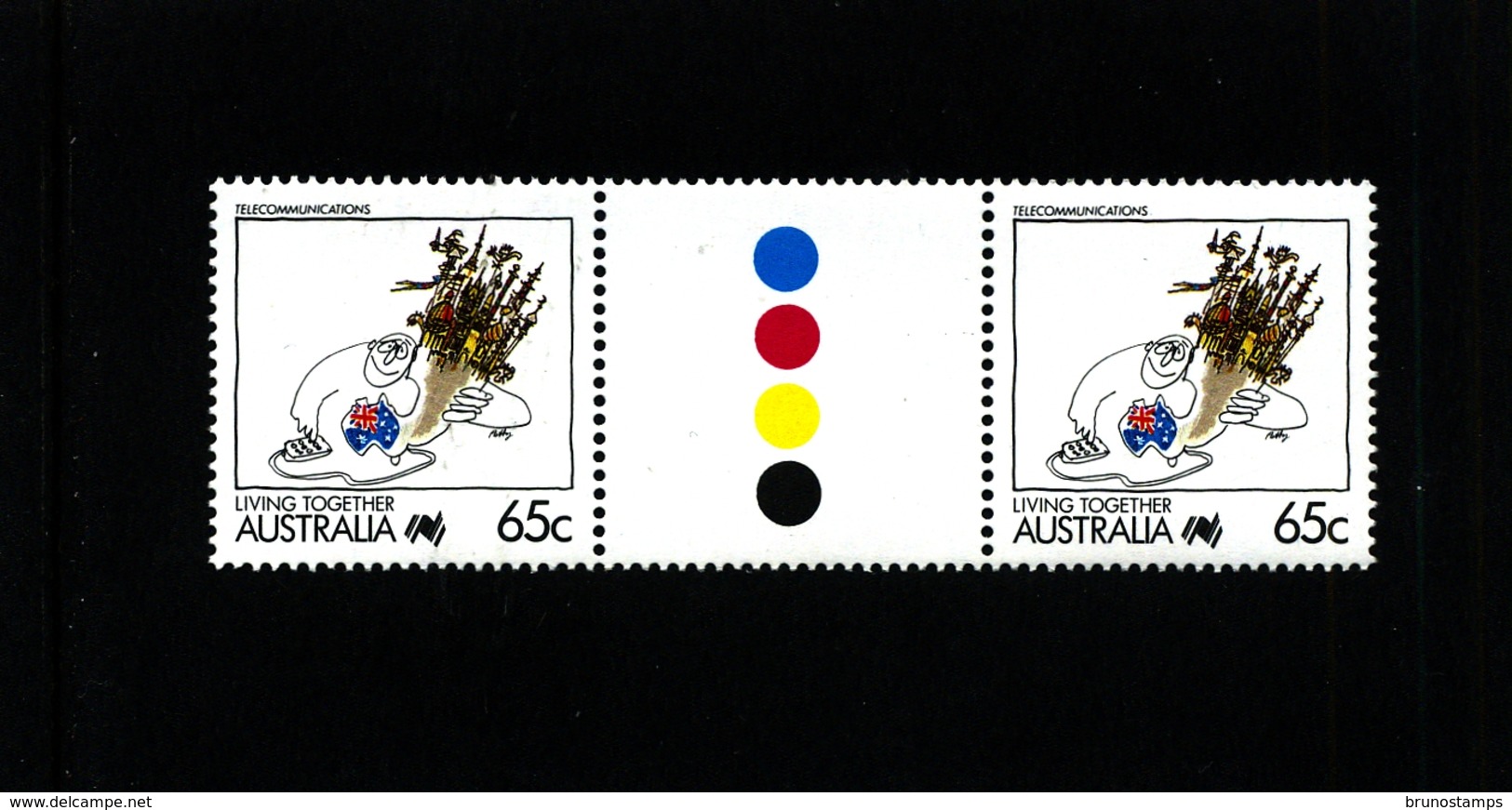 AUSTRALIA - 1988   65c  LIVING TOGETHER  TELECOMMUNICATION  UNFOLDED GUTTER PAIR   MINT NH - Neufs