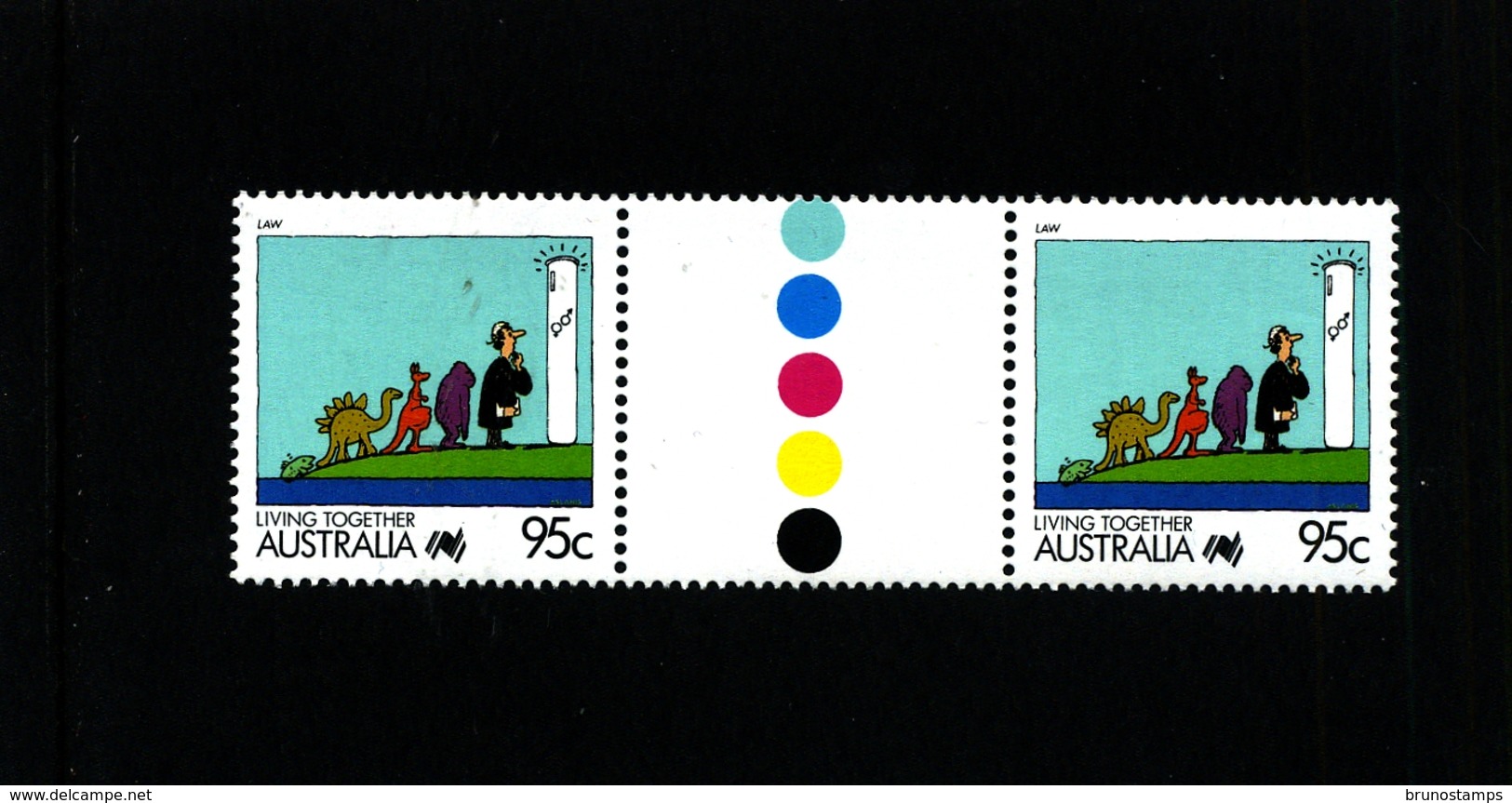 AUSTRALIA - 1988   95c  LIVING TOGETHER  LAW  UNFOLDED GUTTER PAIR   MINT NH - Nuovi