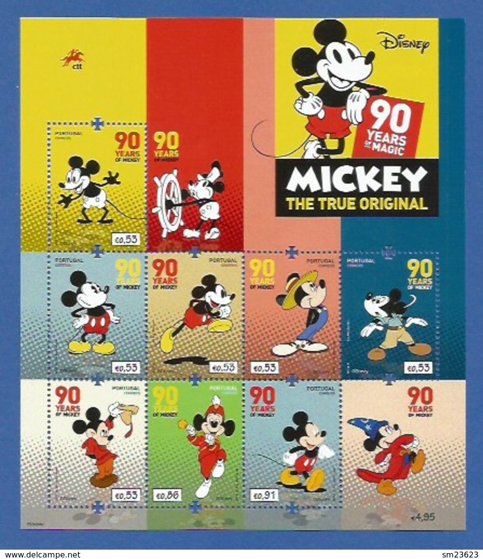 Portugal   2018 , 90 Years Of Magic - Mickey The True Original - Sheet / Block - Postfrisch / MNH / (**) - Ungebraucht