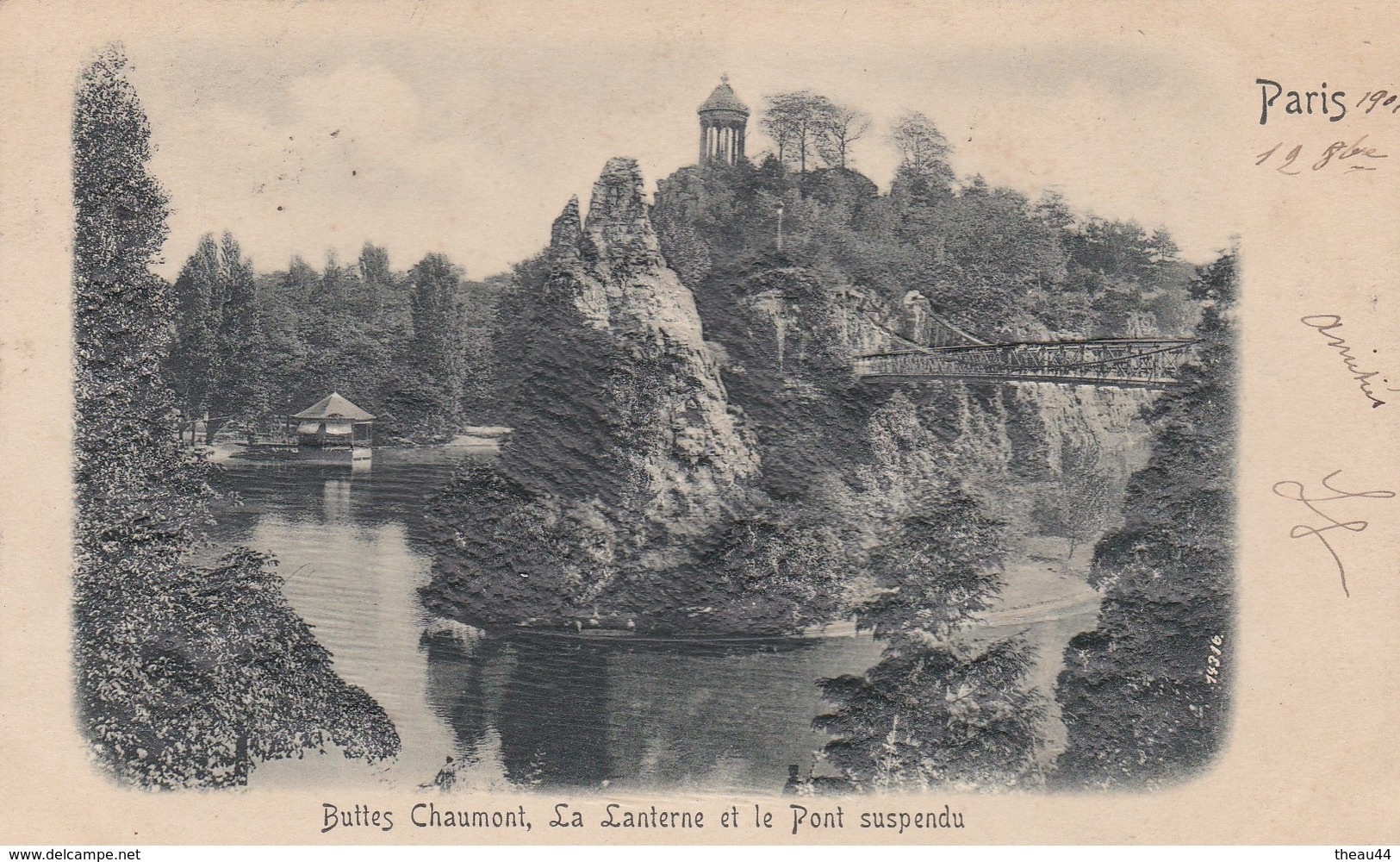 ¤¤  -  PARIS  -  Carte Gauffrée Des Buttes Chaumont - La Lanterne Et Le Pont Suspendu En 1901  -  ¤¤ - Paris (19)