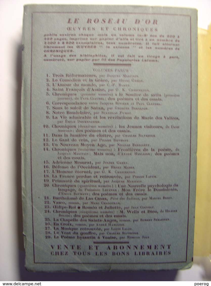 LE ROSEAU D'OR OEUVRES ET CHRONIQUES N°6 - 1928 - PLON - JACQUES MARITAIN MARCEL ARLAND VALERY LARBAUD RICARDO GUIRALDES - Autres & Non Classés