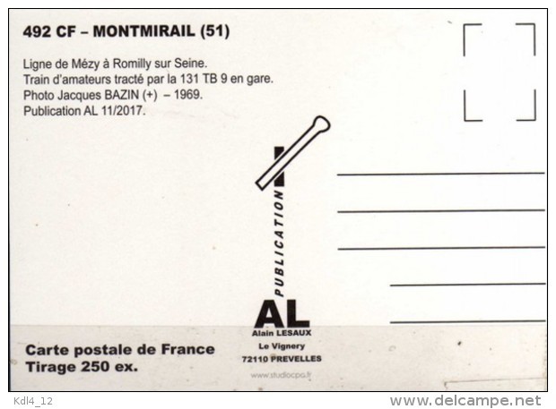 AL 492 - Train - Loco 131 TB 9 En Gare - MONTMIRAIL - Marne 51 - SNCF - Montmirail