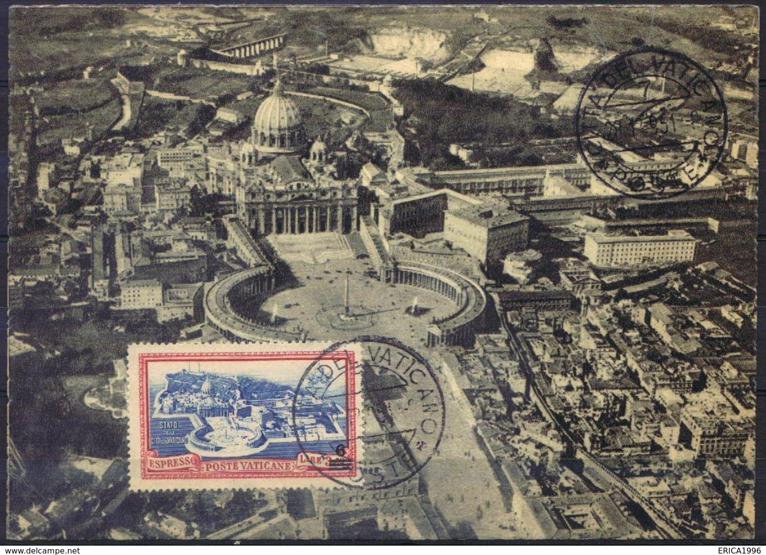 CARTOLINA - CV957 CITTA' DEL VATICANO 1951 Cartolina Maximum Con Veduta Piazza S. Pietro E Francobollo 6 L., Non Viaggia - Vaticano