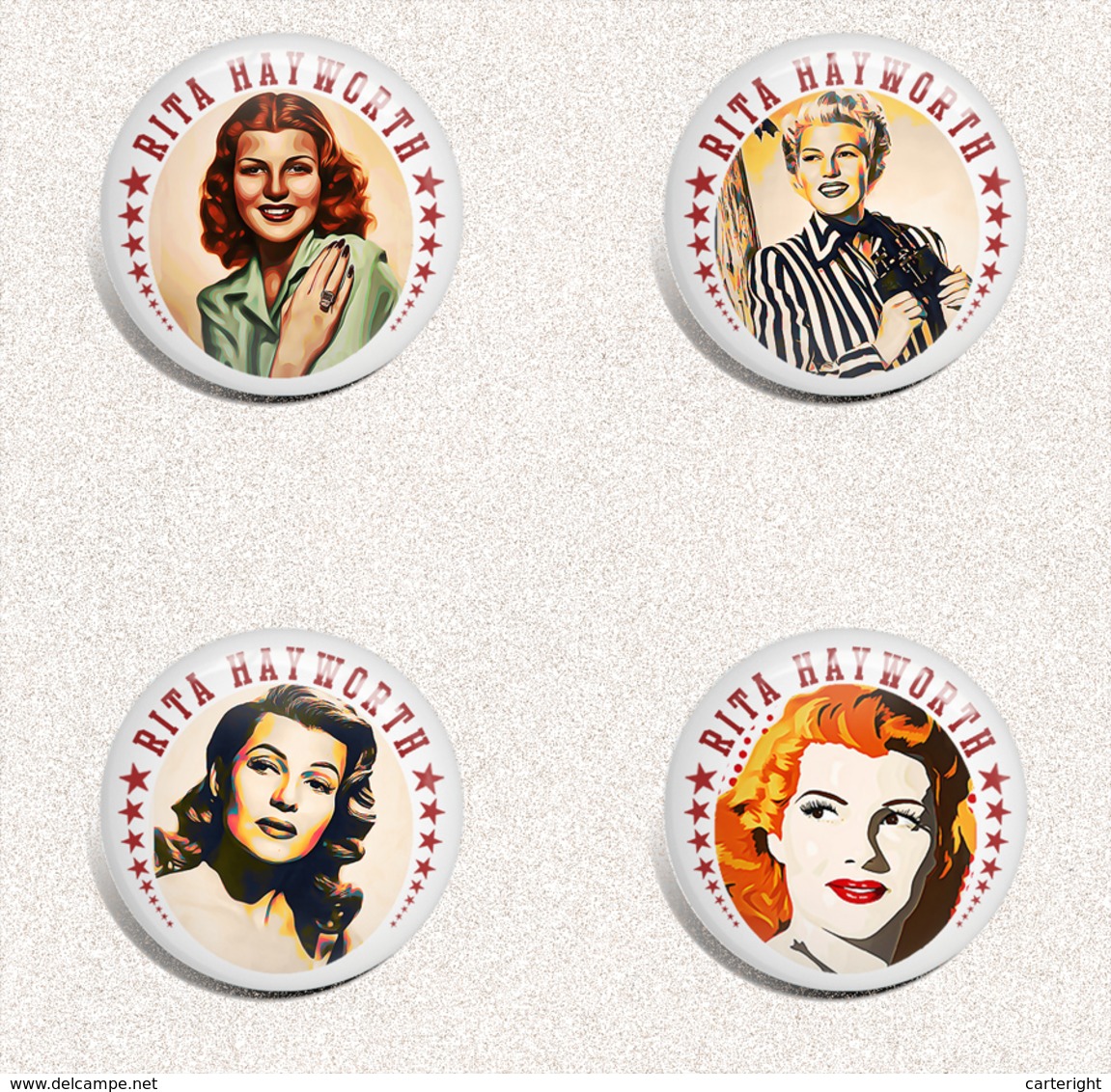 Rita Hayworth Movie Film Fan ART BADGE BUTTON PIN SET 3 (1inch/25mm Diameter) 35 X - Films