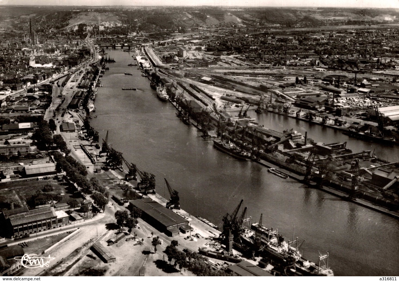 ROUEN VUE AERIENNE LA SEINE ET LES QUAIS - Rouen