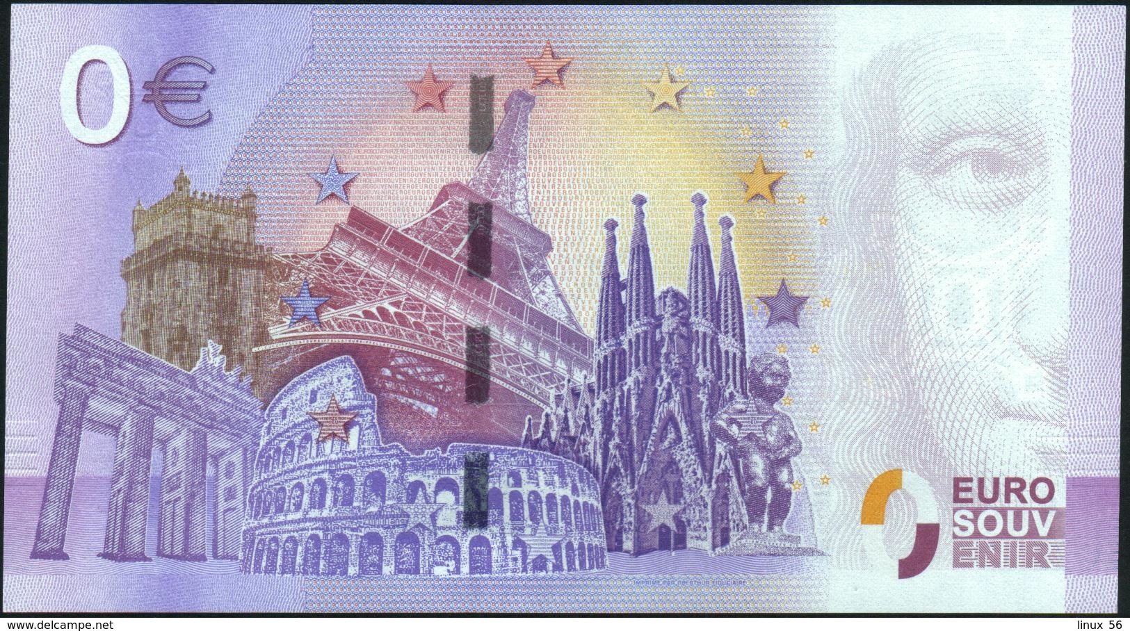 Zero - BILLET EURO O Souvenir - GALLERIA VITTORIO EMANUELE MILANO 2018-1set UNC {Italy} - Privéproeven