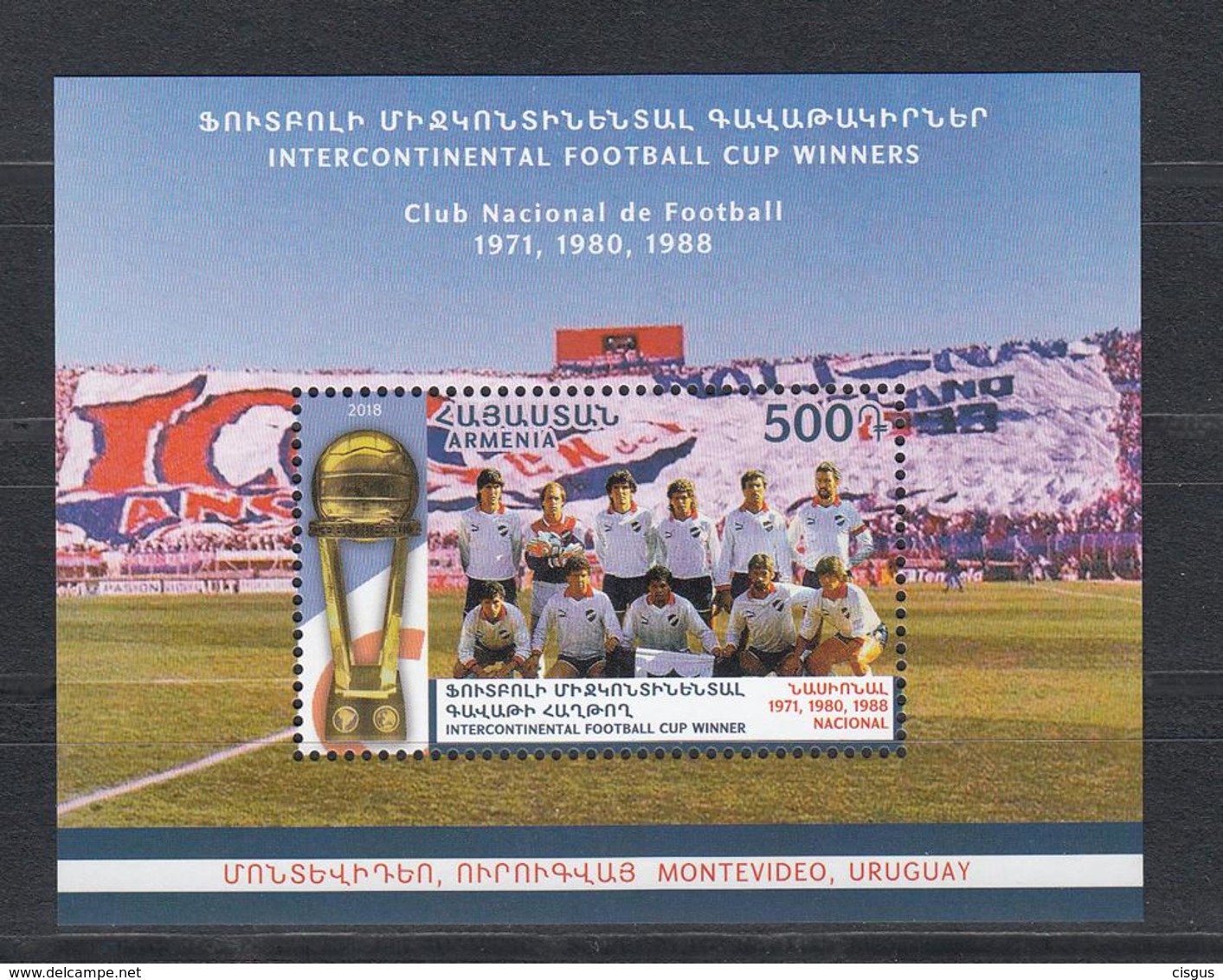 Armenia Armenien MNH** 2018 Uruquay Three Times Winner Of Intercontinental Football Cup Mi 1101 Bl.94 M - Equipos Famosos