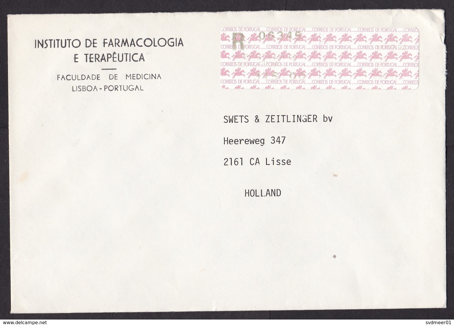 Portugal: Registered Cover To Netherlands, ATM Machine Label (vague Imprint) - Brieven En Documenten