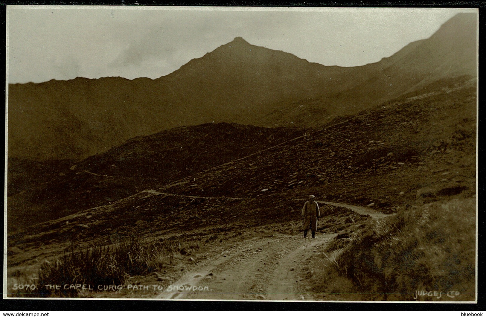 Ref 1271 - Judges Real Photo Postcard - Man On The Capel Curig Path To Snowdon - Caernarvonshire Wales - Caernarvonshire