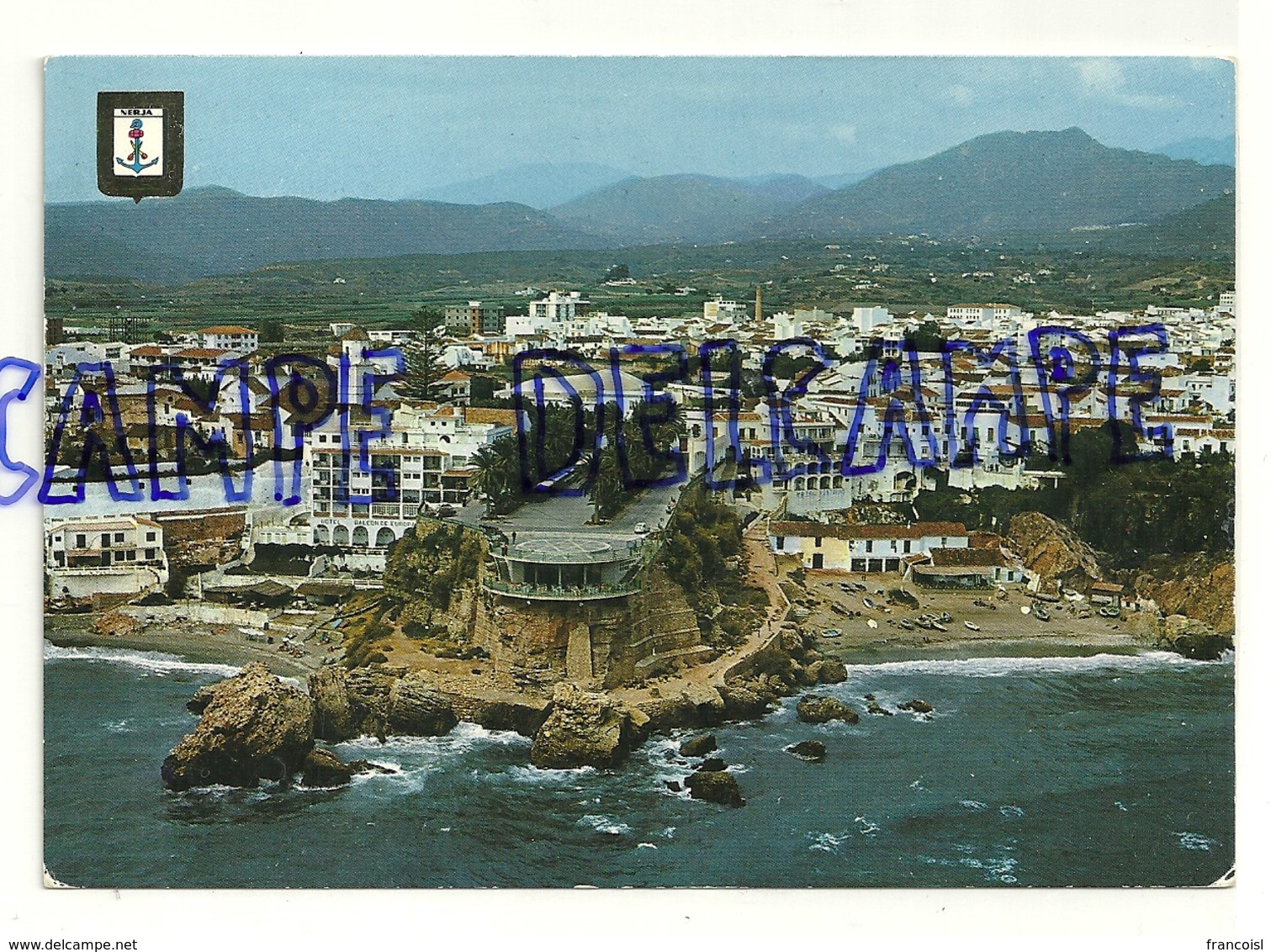 Espagne. Costa Del Sol. Nerja. Vue Aérienne. Ecusson. Dominguez. Ediciones FISA - Málaga