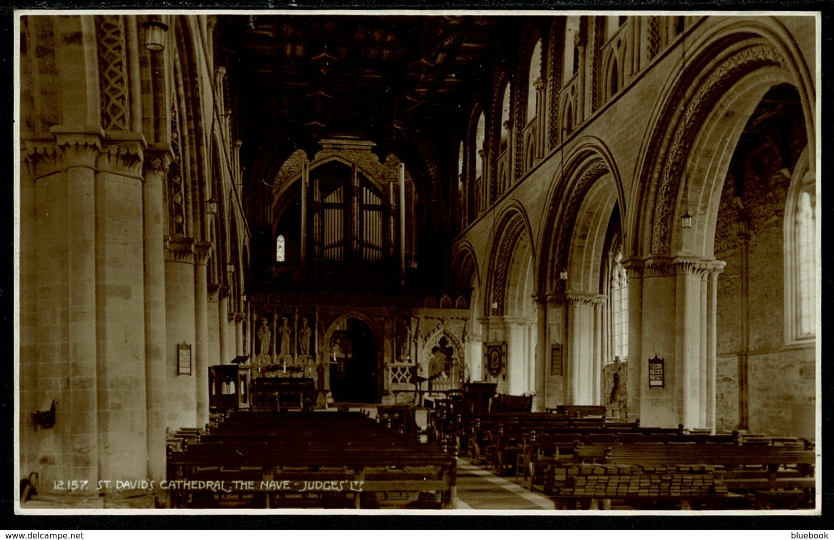 Ref 1272 - Judges Real Photo Postcard - St David's Cathedral - The Nave - Pembrokeshire Wales - Pembrokeshire