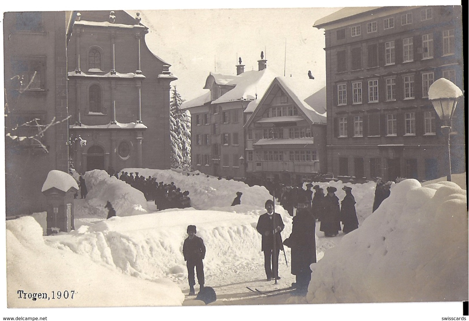 TROGEN: Echt-Foto-AK Winter 1907, Belebt Mit Schneebergen - Trogen