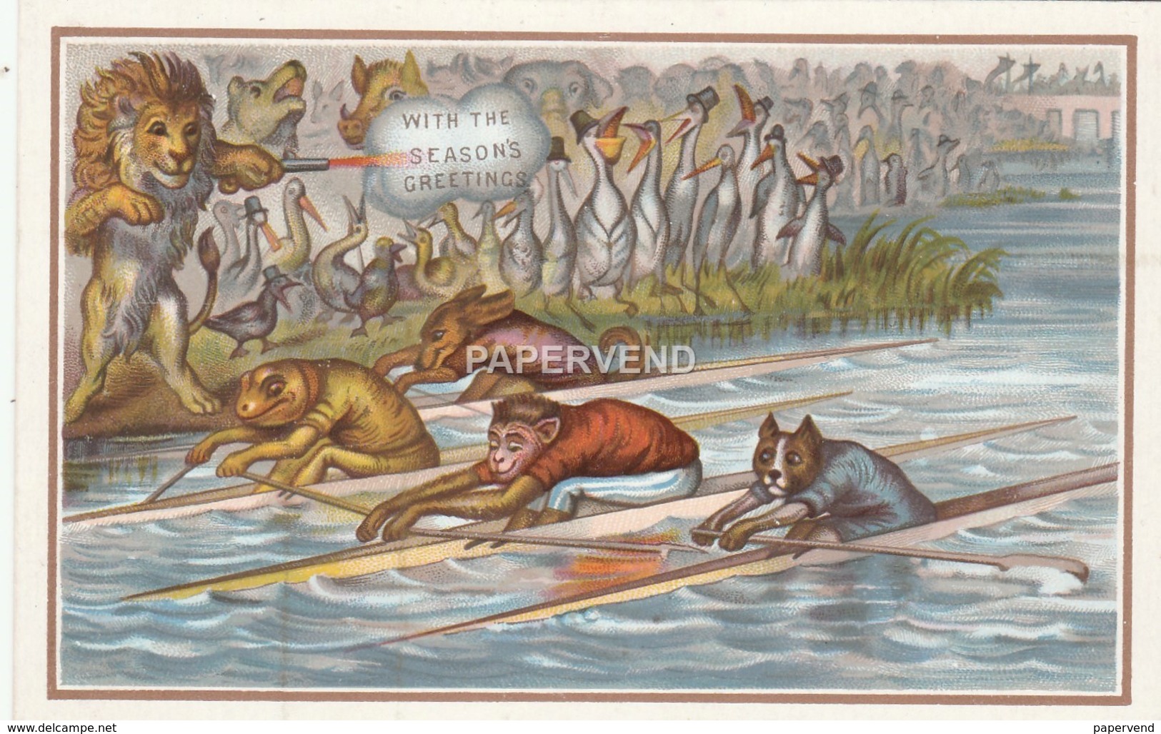 Christmas Card Animals Boat Race The Start Egc266 - Unclassified