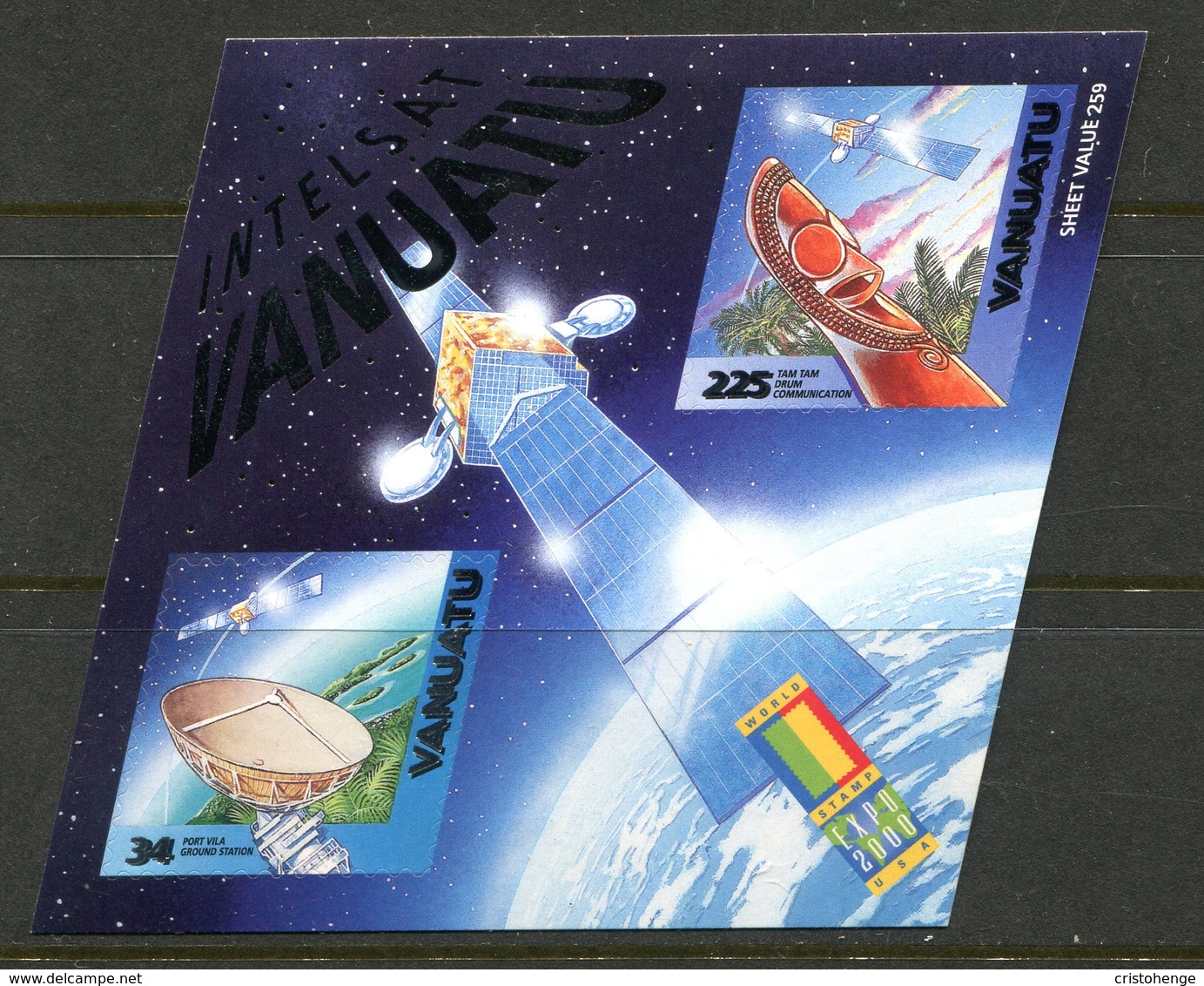 Vanuatu 2000 Expo 2000 World Stamp Exhibition - Satellite Communications MS MNH (SG MS833) - Vanuatu (1980-...)