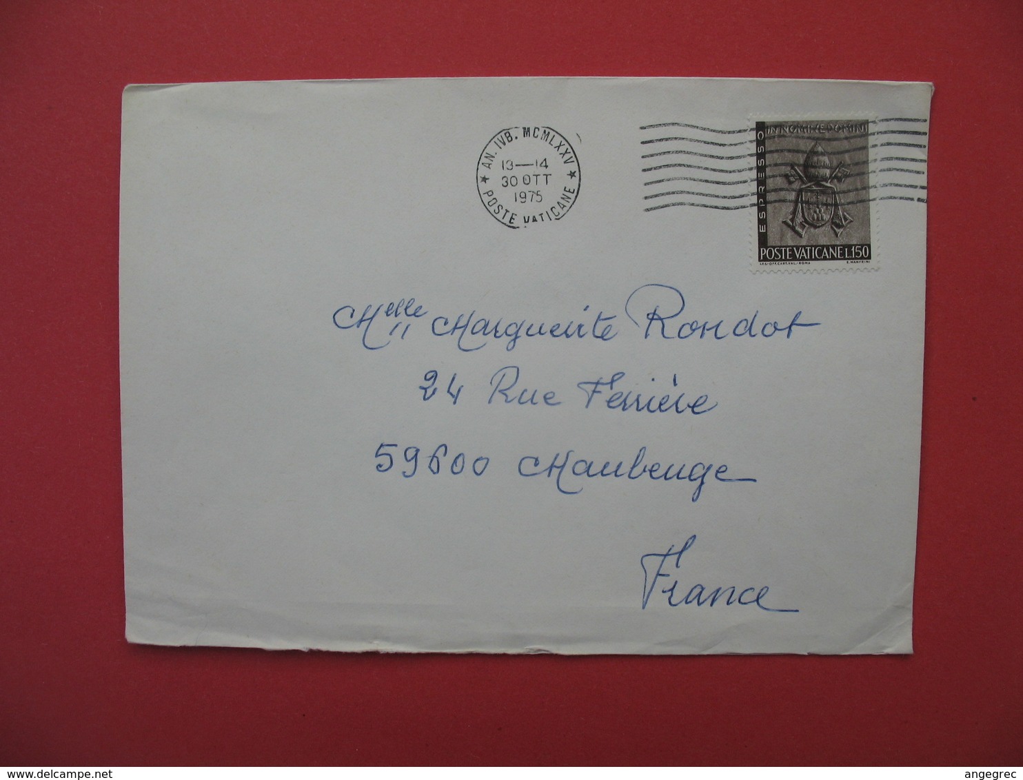 Lettre 1975  Italie  Citta' Del Vaticano  Pour La France Maubeuge - Lettres & Documents