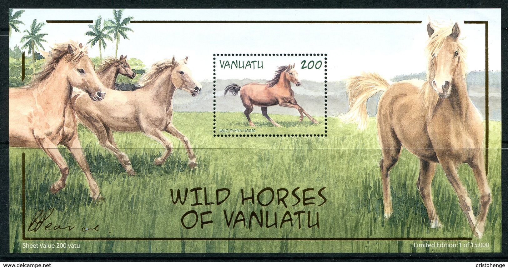 Vanuatu 2002 Local Horses MS MNH (SG MS876) - Vanuatu (1980-...)