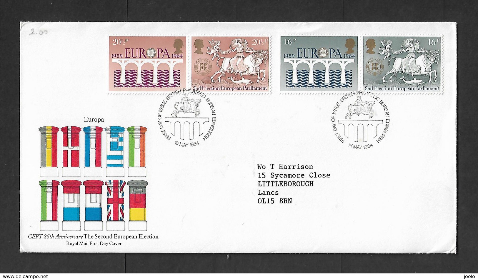 GB 1984 EUROPA SET ON ADDRESSED FDC - 1984