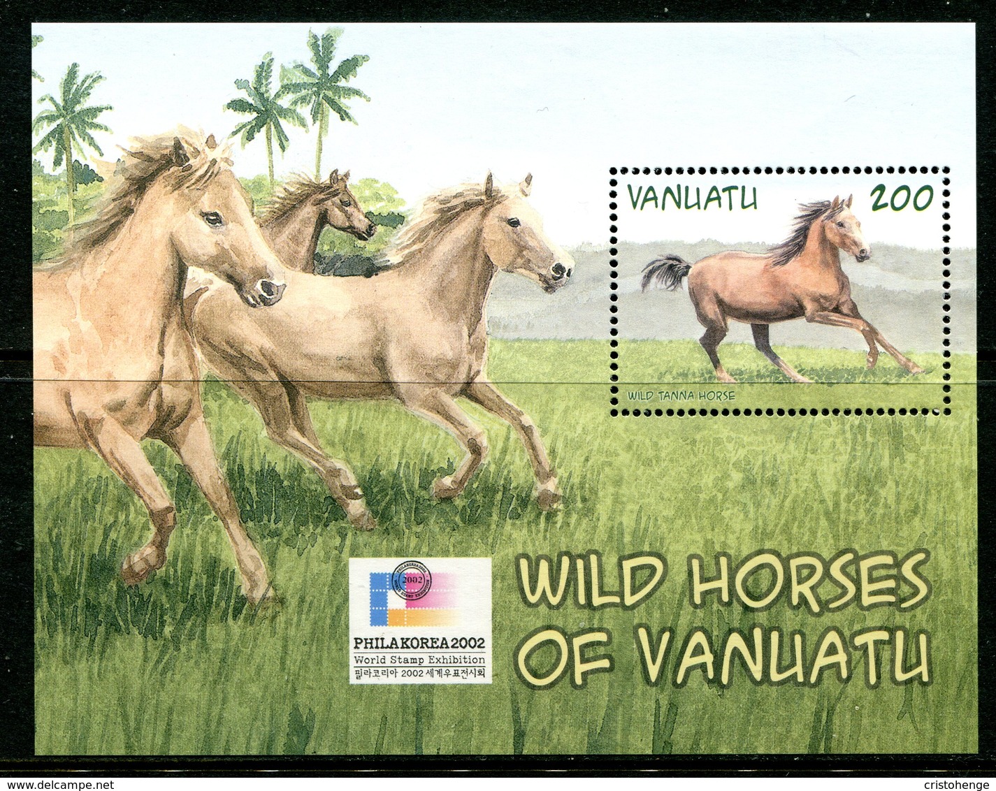 Vanuatu 2002 PhilaKorea Stamp Exhibition - Wild Horses MS MNH (SG MS885) - Vanuatu (1980-...)