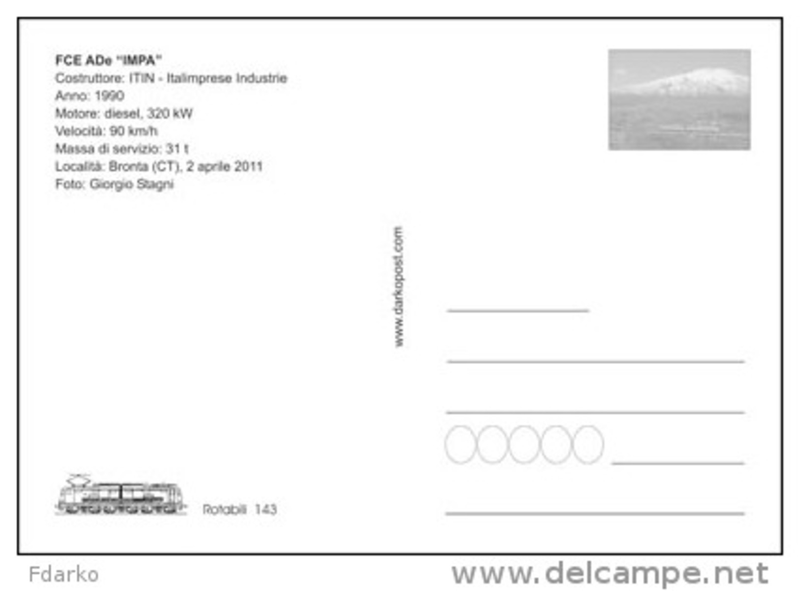 143 Treno FCE - Ferrovia Circumetnea ADe IMPA ITIN Bronte Catania  Rairoad Trein Railweys Treni Vulcano Etna - Trains