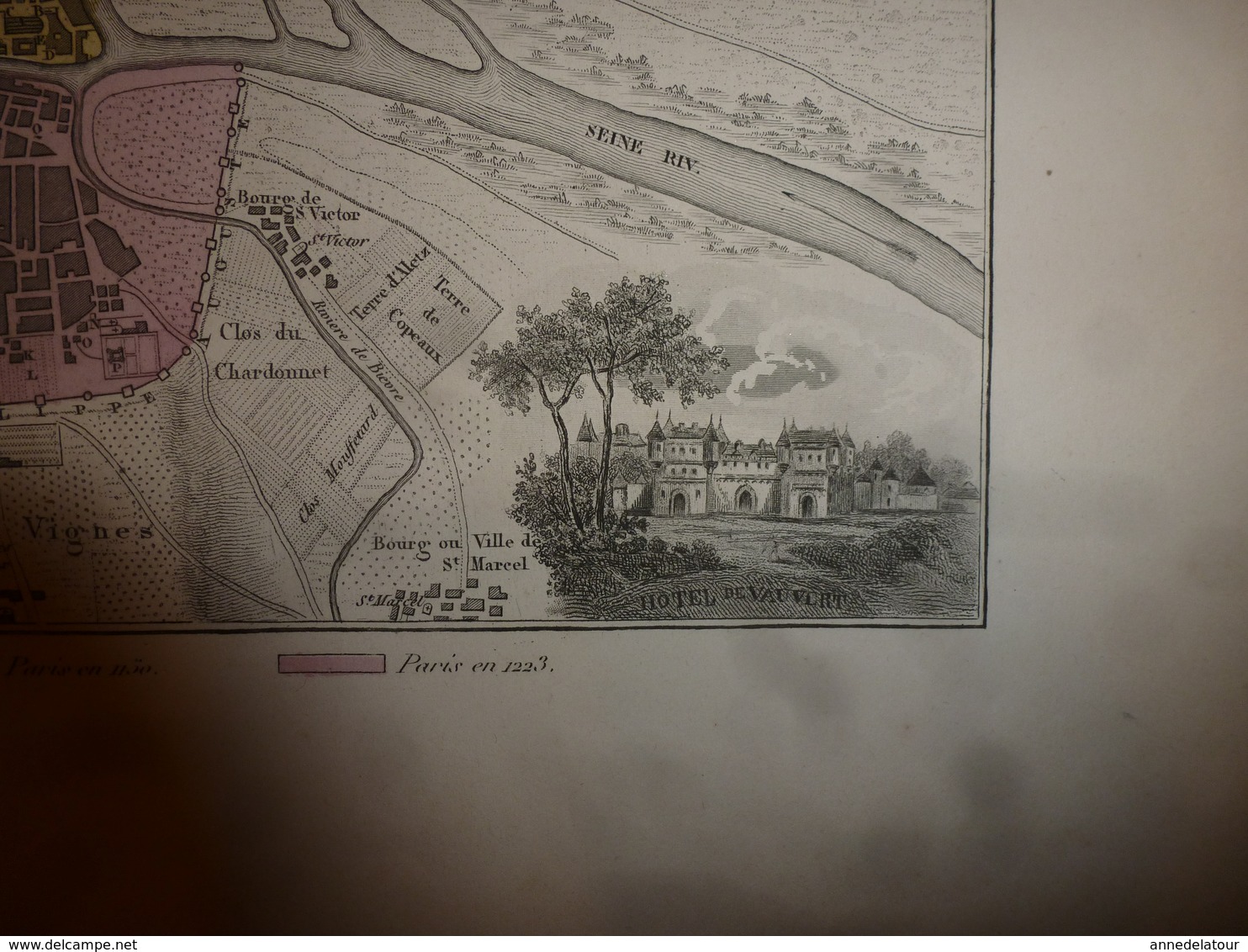 1880: PARIS  et son mur d'enceinte;  PARIS au XIIe et XIIIe siècle  Cartes Géo.-Descriptives en taille douce par Migeon.