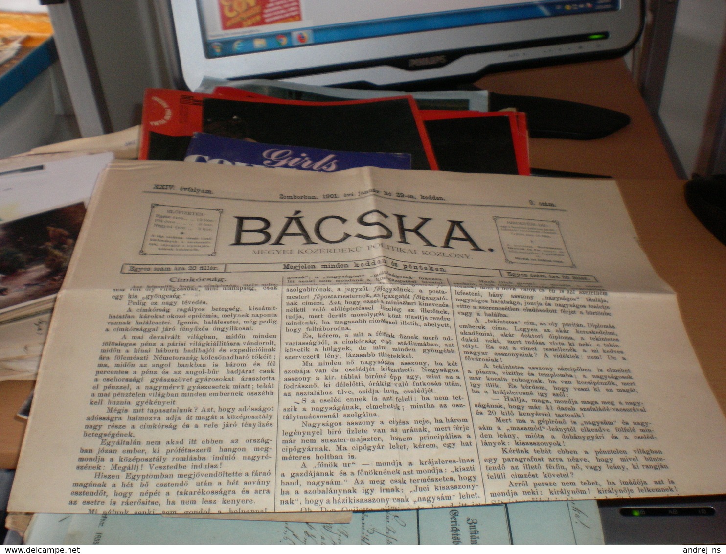 Bacska Backa Zombor Sombor 1901  Old Newspaper - Sonstige & Ohne Zuordnung