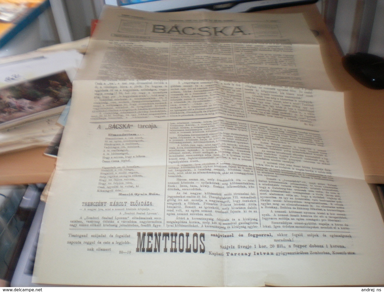 Bacska Backa Zombor Sombor 1901  Old Newspaper - Sonstige & Ohne Zuordnung