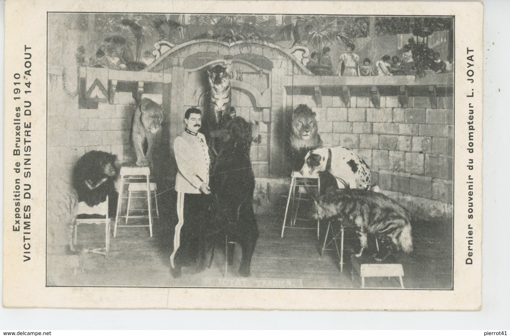 SPECTACLE - CIRQUE - EXPOSITION DE BRUXELLES 1910 - Victimes Du Sinistre - Dernier Souvenir Du Dompteur L. JOYAT - Circo