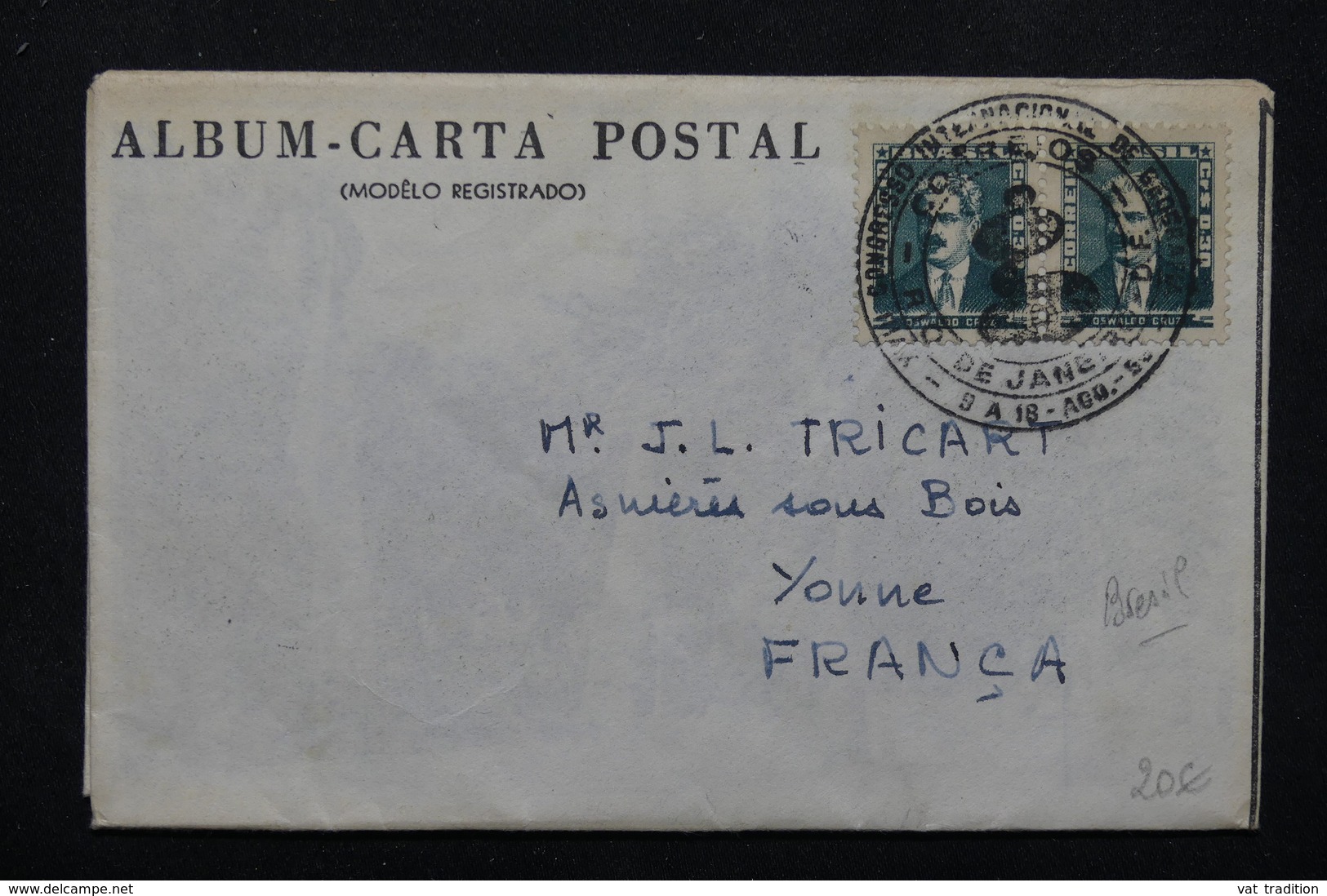 BRÉSIL - Enveloppe Du Département Du Tourisme Pour La France , Oblitération Temporaire De Congrès - L 23050 - Storia Postale