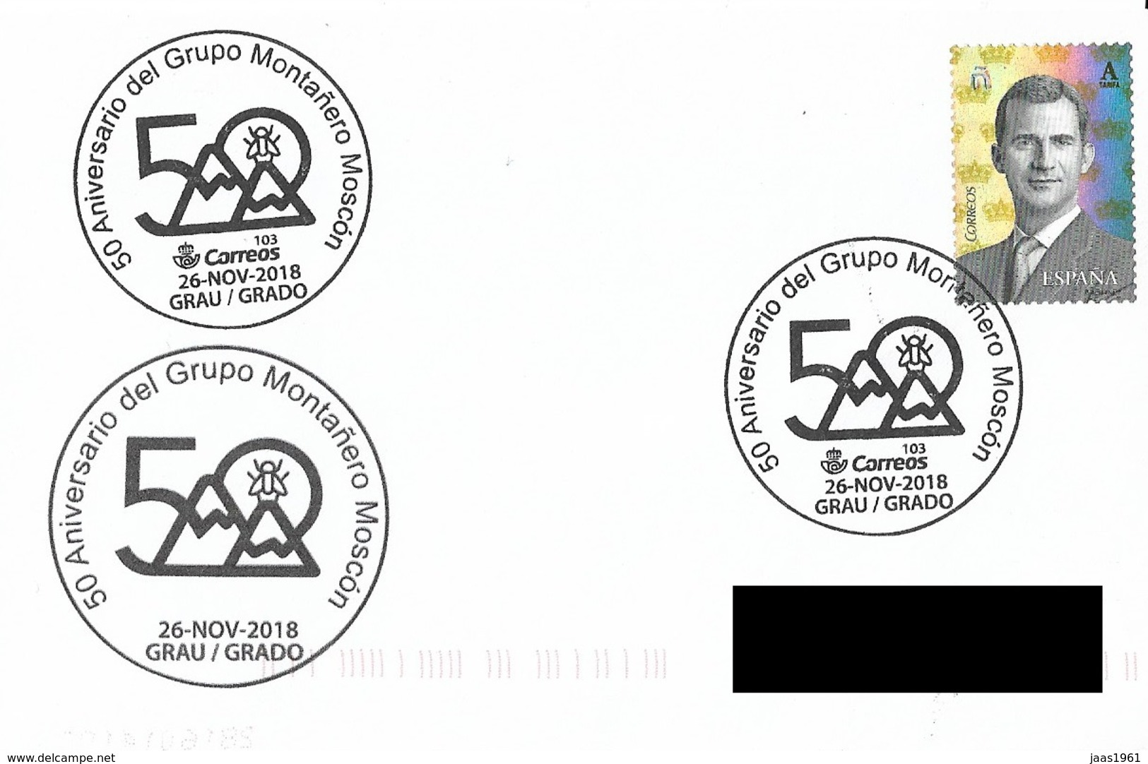 SPAIN. POSTMARK 50th ANNIV. MOUNTAINEERING GROUP MOSCON. GRAU/GRADO 2018 - Máquinas Franqueo (EMA)