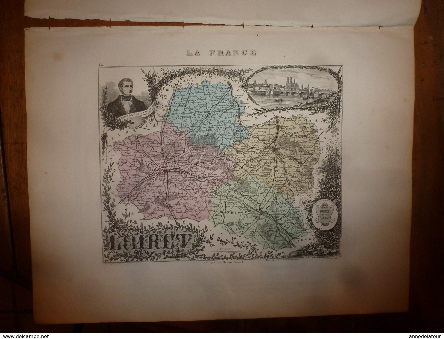 1880: LOIRET (Orléans,Gien,Montargis,Pithiviers,Patay Artenay,etc)  Carte Géo-Descriptive En Taille Douce Par Migeon. - Cartes Géographiques