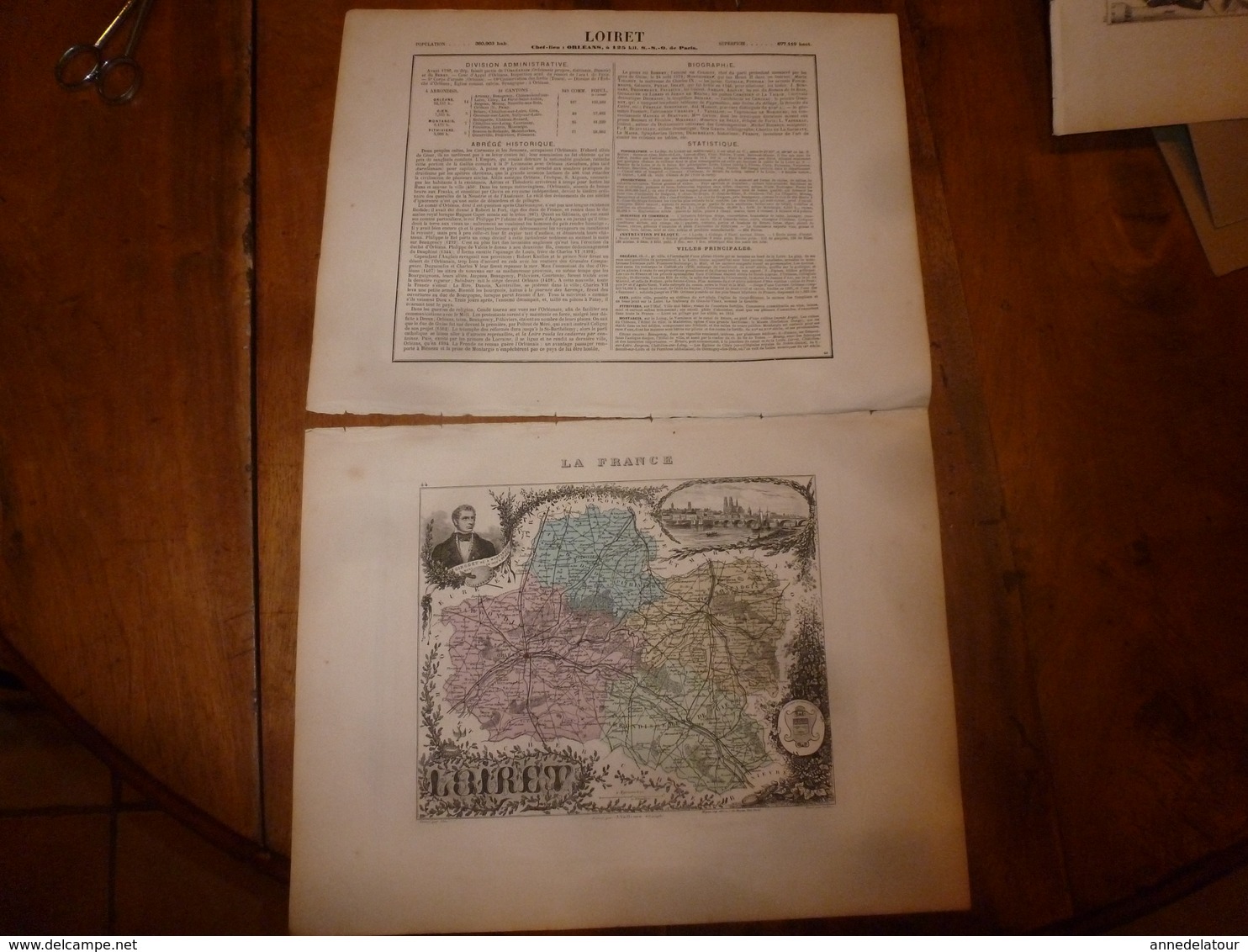 1880: LOIRET (Orléans,Gien,Montargis,Pithiviers,Patay Artenay,etc)  Carte Géo-Descriptive En Taille Douce Par Migeon. - Cartes Géographiques