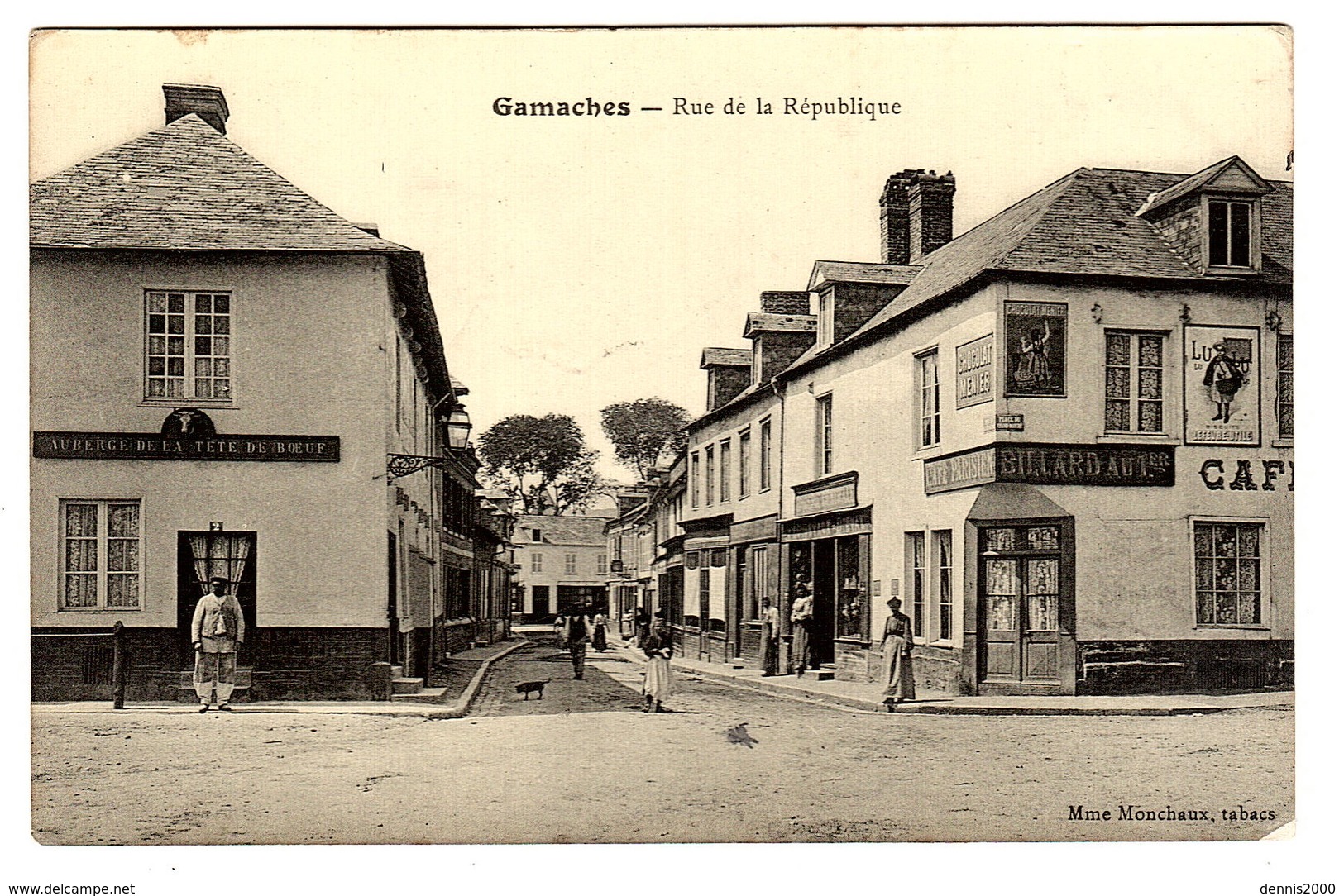 GAMACHES (80) - Rue De La République - Ed. Mme Monchaux, Tabacs, Gamaches - Autres & Non Classés