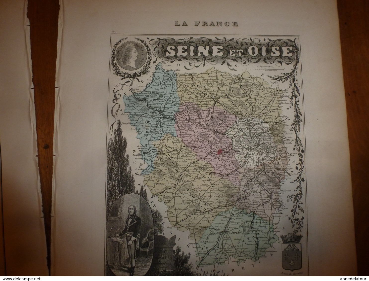 1880:SEINE Et OISE (Versailles,Corbeil,Etampes,Mantes,Pontoise,etc)  Carte Géo-Descriptive En Taille Douce Par Migeon. - Cartes Géographiques