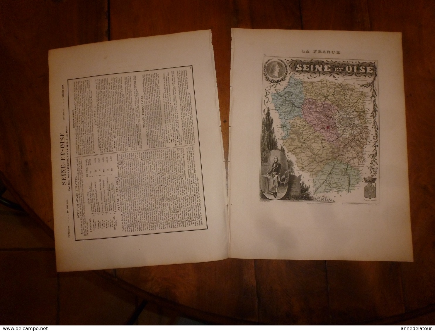 1880:SEINE Et OISE (Versailles,Corbeil,Etampes,Mantes,Pontoise,etc)  Carte Géo-Descriptive En Taille Douce Par Migeon. - Cartes Géographiques