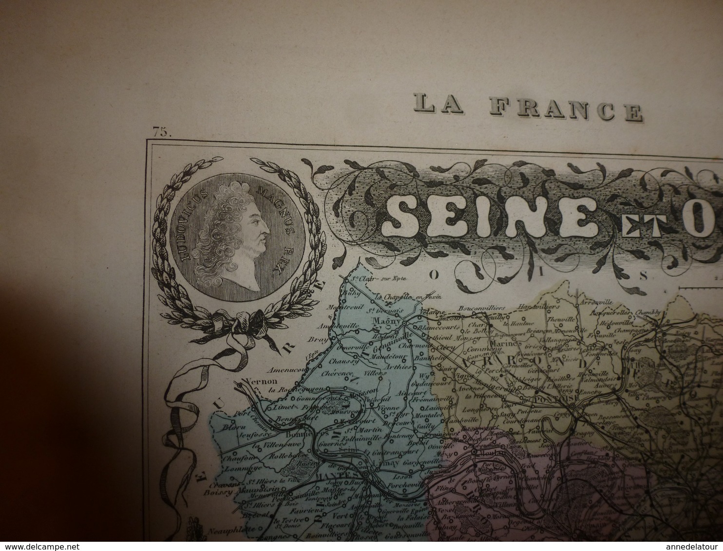 1880:SEINE Et OISE (Versailles,Corbeil,Etampes,Mantes,Pontoise,etc)  Carte Géo-Descriptive En Taille Douce Par Migeon. - Cartes Géographiques