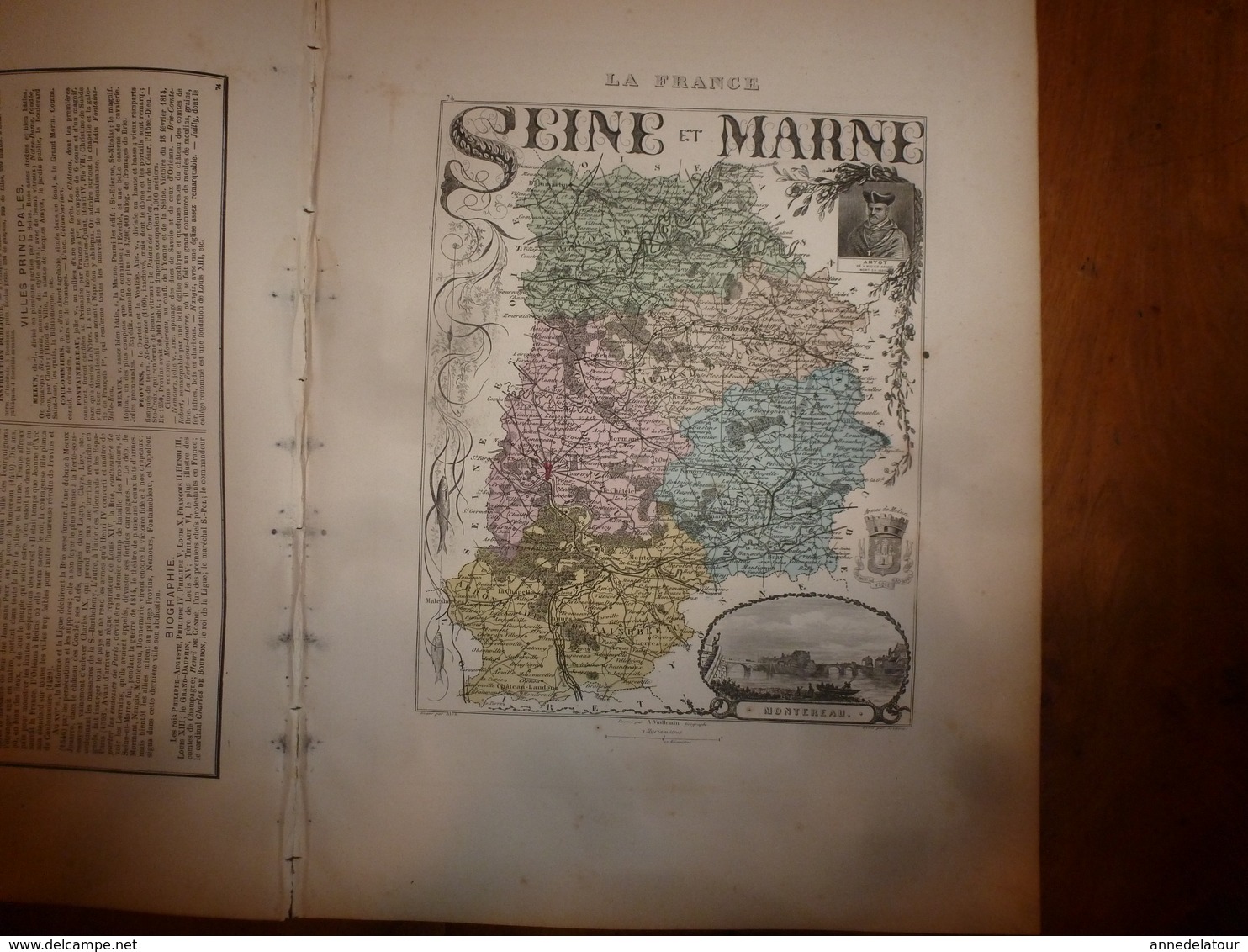 1880:SEINE Et MARNE (Melun,Coulommiers,Fontainebleau,Meaux,Provins,etc)Carte Géo-Descriptive En Taille Douce Par Migeon. - Cartes Géographiques