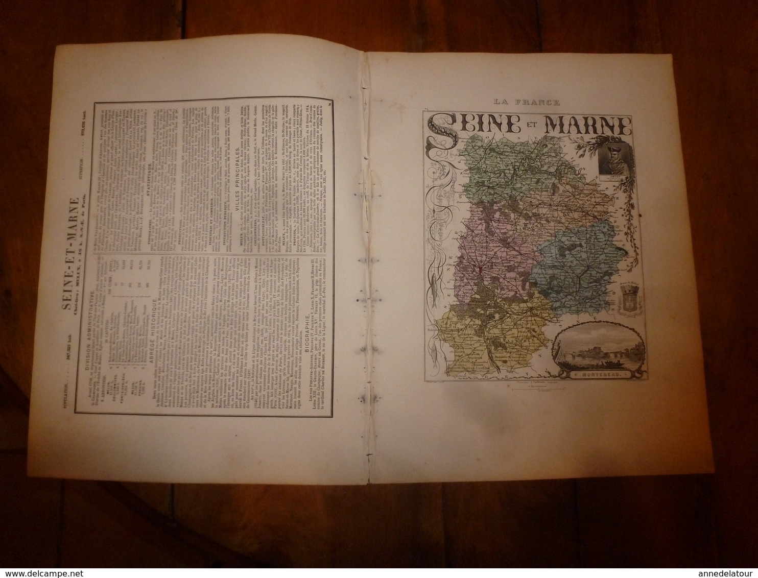 1880:SEINE Et MARNE (Melun,Coulommiers,Fontainebleau,Meaux,Provins,etc)Carte Géo-Descriptive En Taille Douce Par Migeon. - Cartes Géographiques