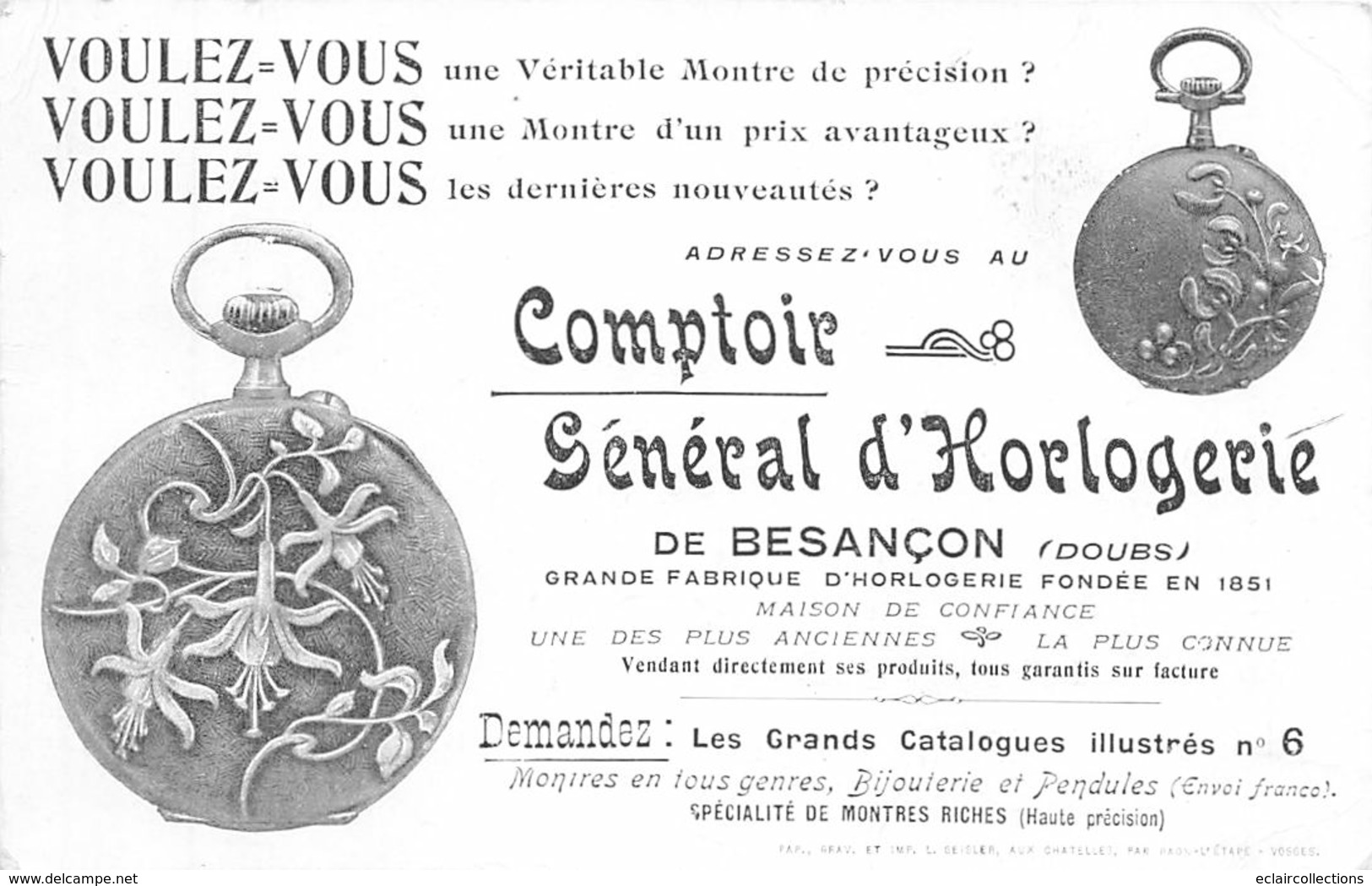 Besançon     25       Le Marché Aux Puces.  .Publicité Horlogerie       (Voir Scan) - Besancon