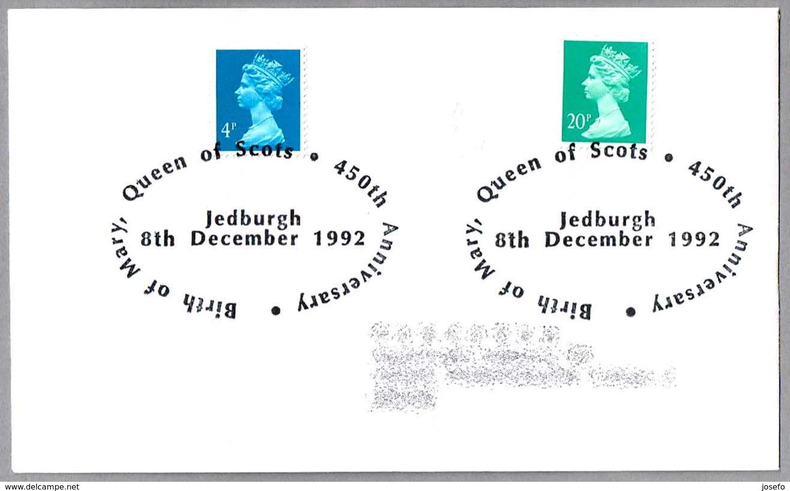 450th Anniversary BIRTH OF MARY, QUEEN OF SCOTS - MARIA I DE ESCOCIA. Jedburgh 1992 - Otros & Sin Clasificación