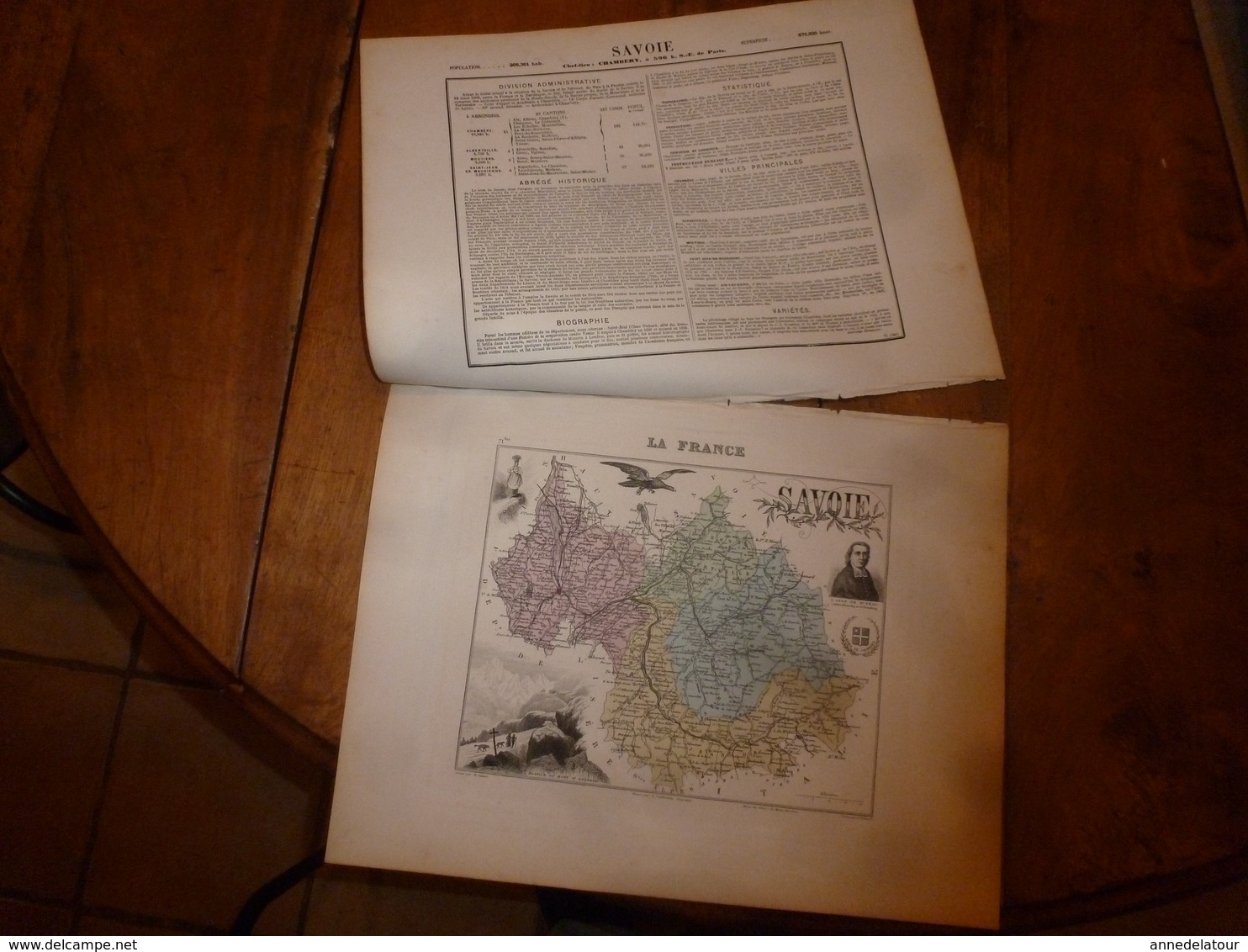 1880:SAVOIE (Chambéry,Albertville,Moutiers,St-Jean-de-Maurienne,etc) Carte Géo-Descriptive En Taille Douce Par Migeon. - Cartes Géographiques