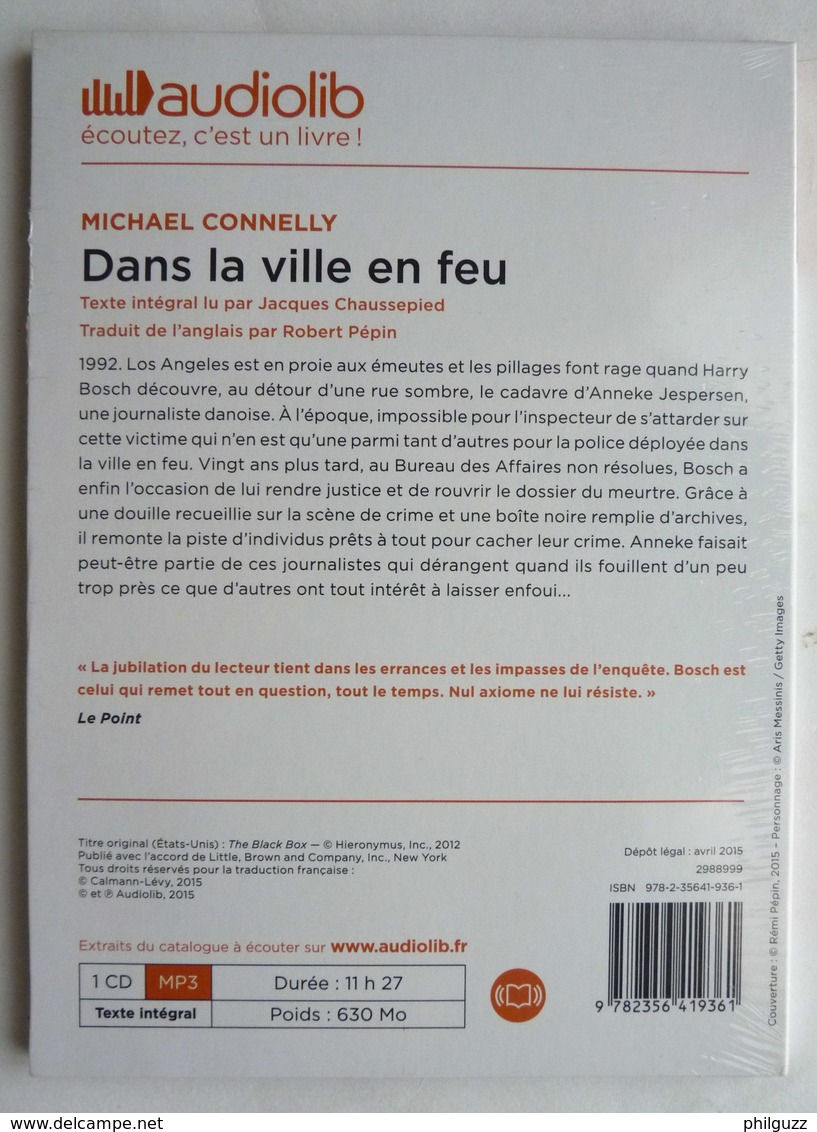 LIVRE AUDIO 1 CD AUDIOLIB DANS LA VILLE EN FEU - Michael CONNELY Neuf Sous Film - Sonstige & Ohne Zuordnung