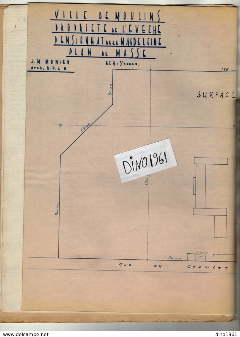 VP14.580 - MOULINS - Acte de 1960 - Vente de la Maison de Sainte Madeleine à l'Association Diocésaine de MOULINS