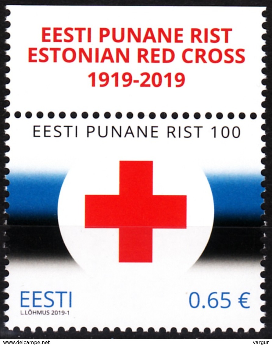 ESTONIA 2019-01 Red Cross - 100. Medicin. Top Inscribed Margin, MNH - Cruz Roja