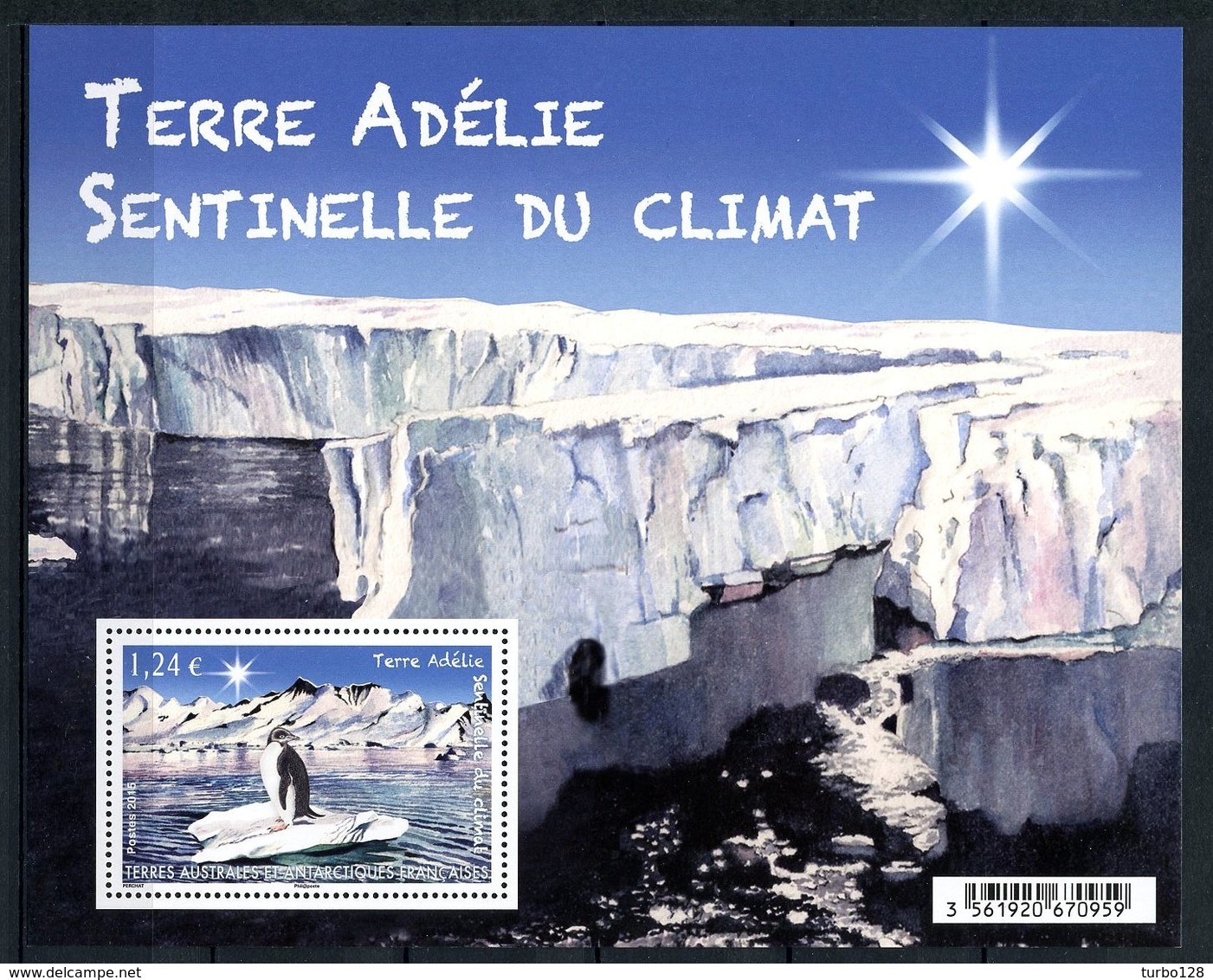 TAAF 2015 Bloc N° F753 ** ( 753 ) Neuf MNH Superbe Faune Oiseaux Manchots Adélie Climat Animaux - Neufs