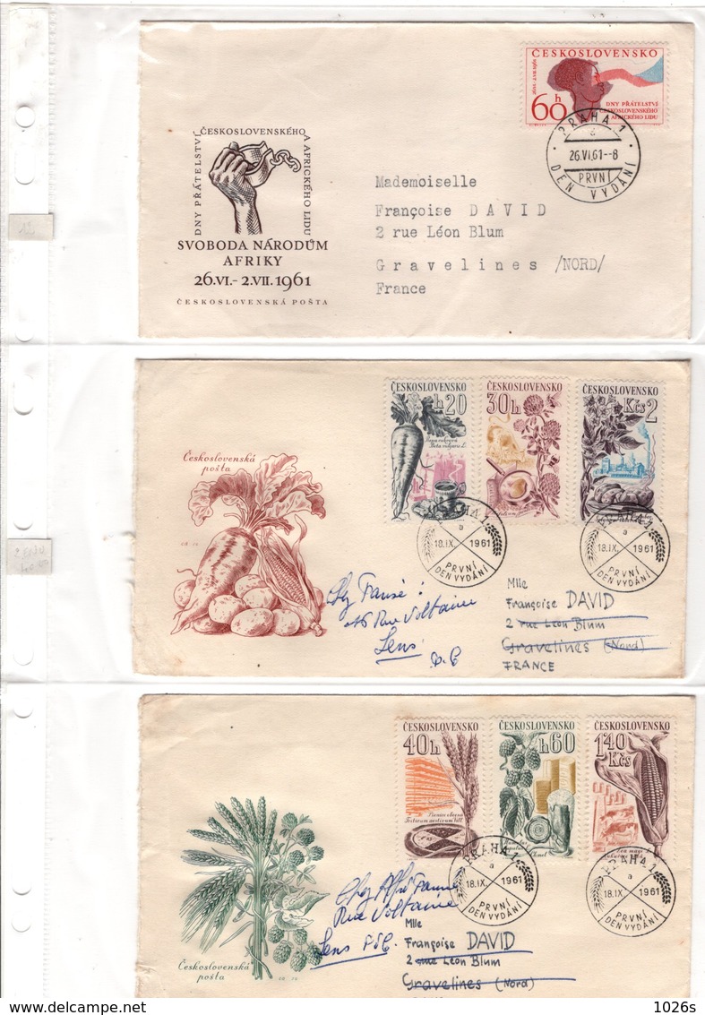 LOT 10 ENVELOPPES 1ER JOUR TCHECOSLOVAQUIE  1961 - Lettres & Documents