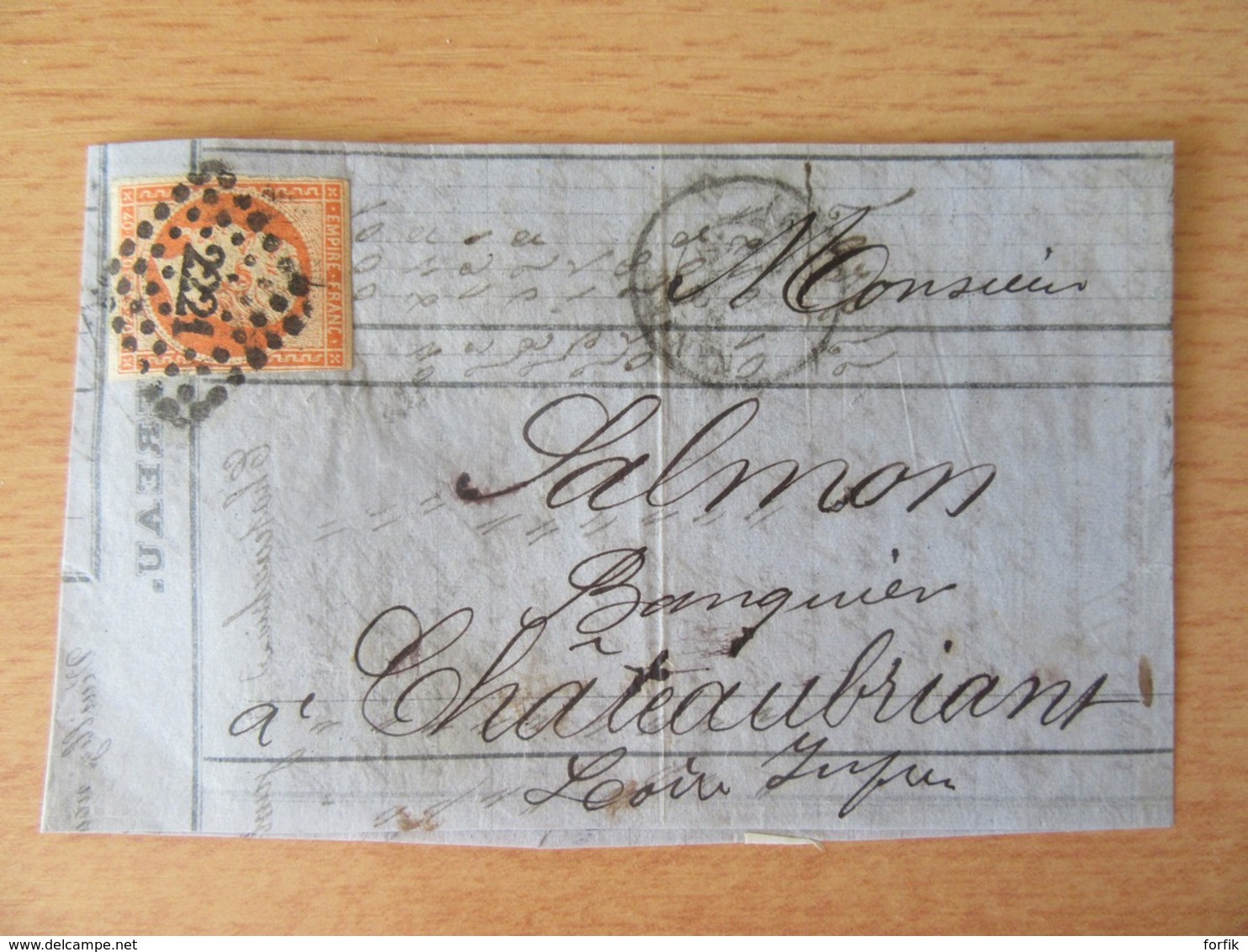 France - Timbre Napoléon III 40c Orange Vif YT N°16 Sur Lettre Circulée En 1857 - Ob. PC 2221 - 1853-1860 Napoléon III