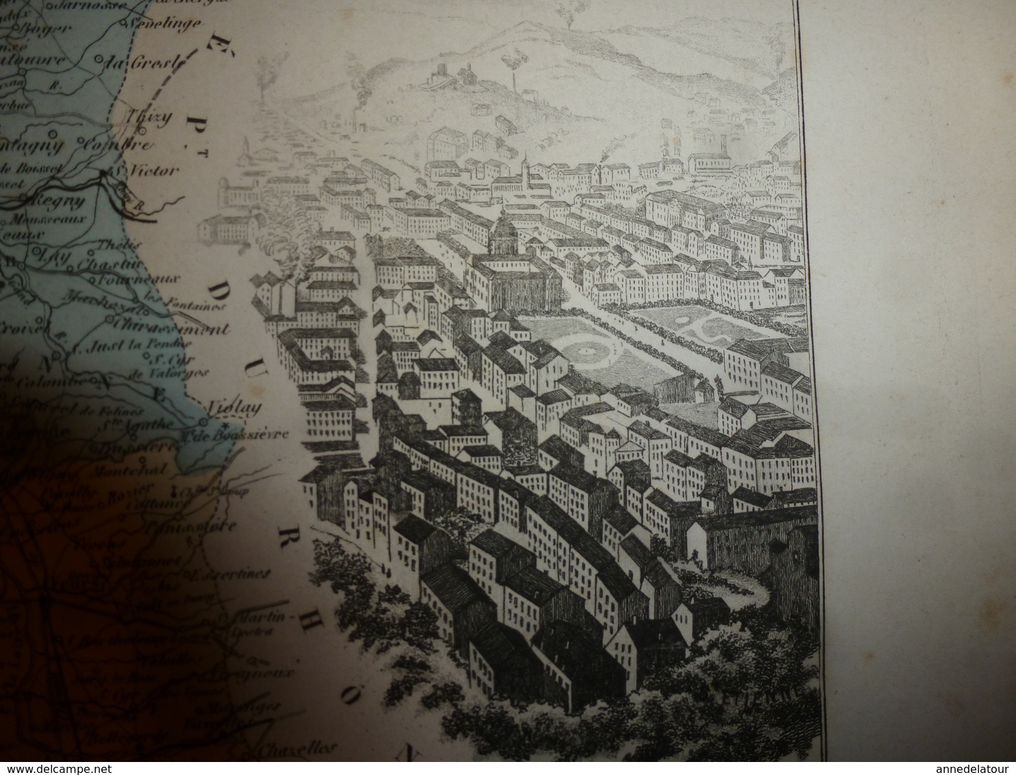 1880:LOIRE (St-Etienne, Montbrison,Roanne ,Boën,Feurs ,Perreux,etc) Carte Géo-Descriptive En Taille Douce Par Migeon. - Cartes Géographiques