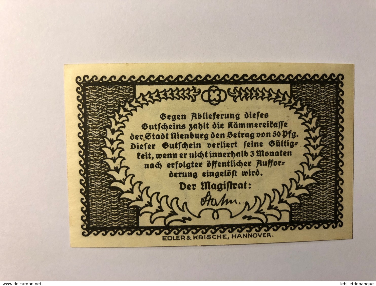 Allemagne Notgeld Nienburg 50 Pfennig - Collections