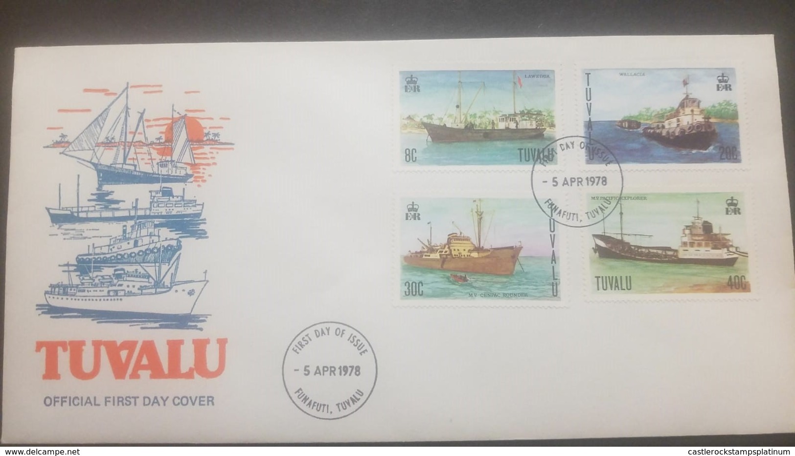 O) 1978 TUVALU. SHIPS -PACIFIC EXPLORER- LAWEDUA-TUGA WALLACIA-FREIGHTER CENPAC ROUNDER-FDC XF - Tuvalu